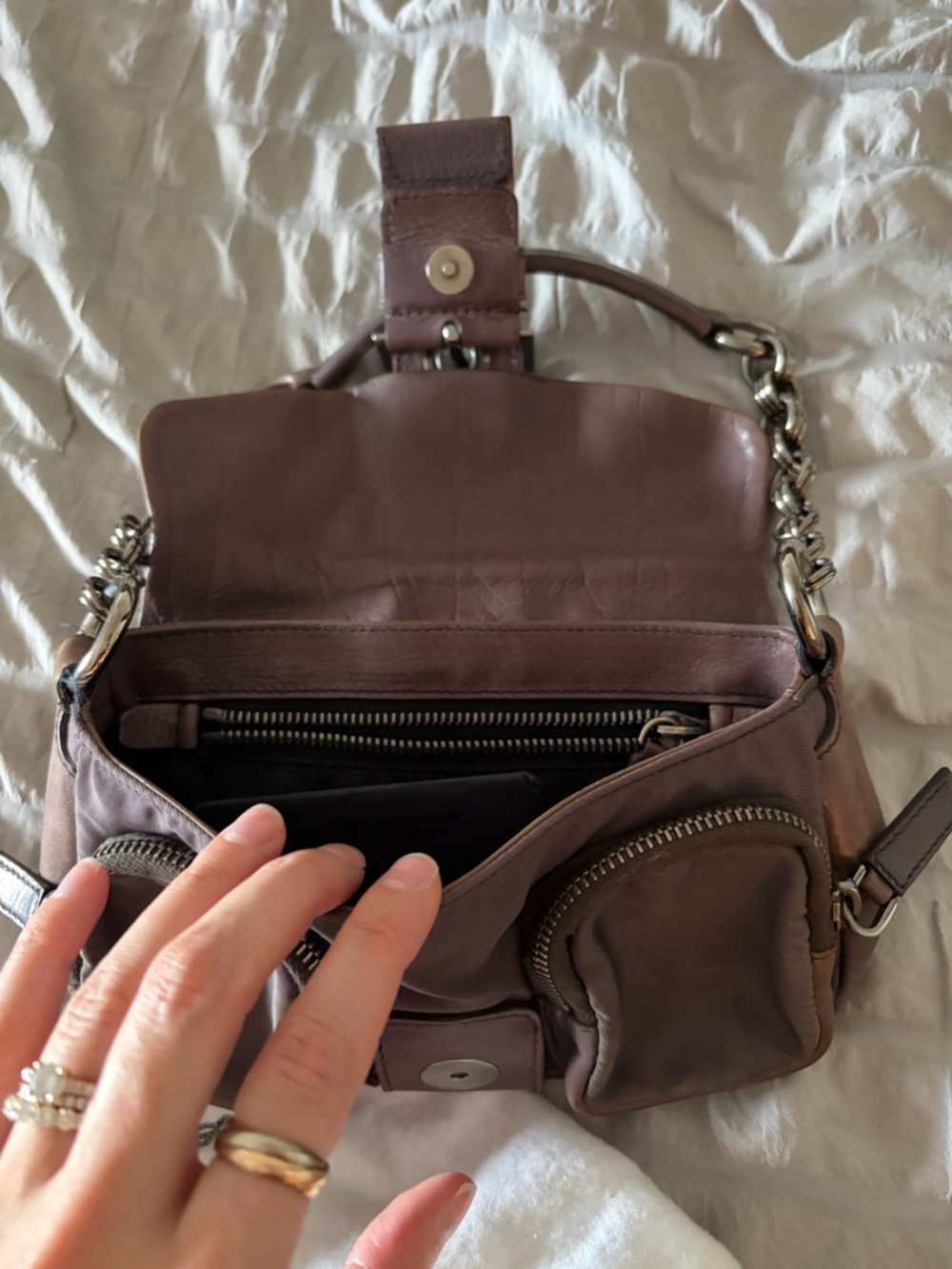 Prada Mini Shoulder Bag in Mauve Brown with Silver Hardware 8x6x2 inches - Picture 2 of 12